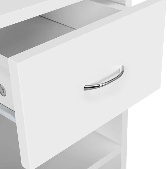 Yaheetech Home Office Computer Desk with Storage Drawer &amp Monitor Shelf Writing PC Laptop Table Desk Study Workstation Furniture for Small Spaces White