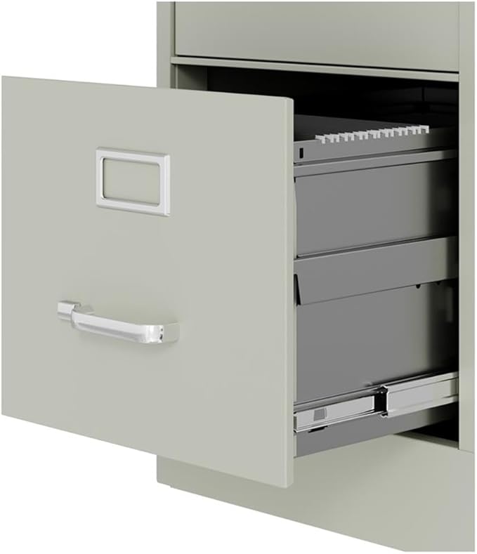 Pemberly Row 4 Drawers 52 Vertical Gray Metal Filing Cabinet Lockable Pre-Assembled Stationary Letter Size for Home Office