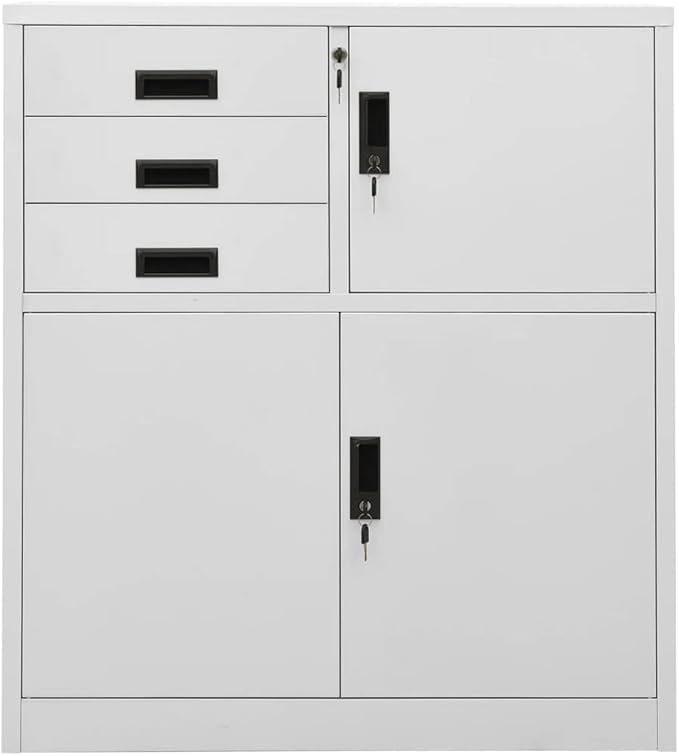 File Cabinets Standing Cabinets Bookcases Office Cabinet Light Gray 35.4x15.7x40.2 Steel Counter Cabinet with Lockable Doors for Home Office