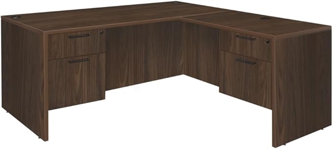 Regency Legacy 71 x 35 in. L Desk with Double Pedestal Drawer Unit- Neo Walnut