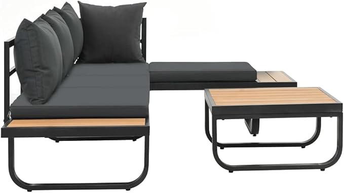 2-Piece Modular Sofa Set Anthracite Aluminum Medium Outdoor Indoor Furniture with Weatherproof Cushions and Powder-Coated Finish for Patio Living Room
