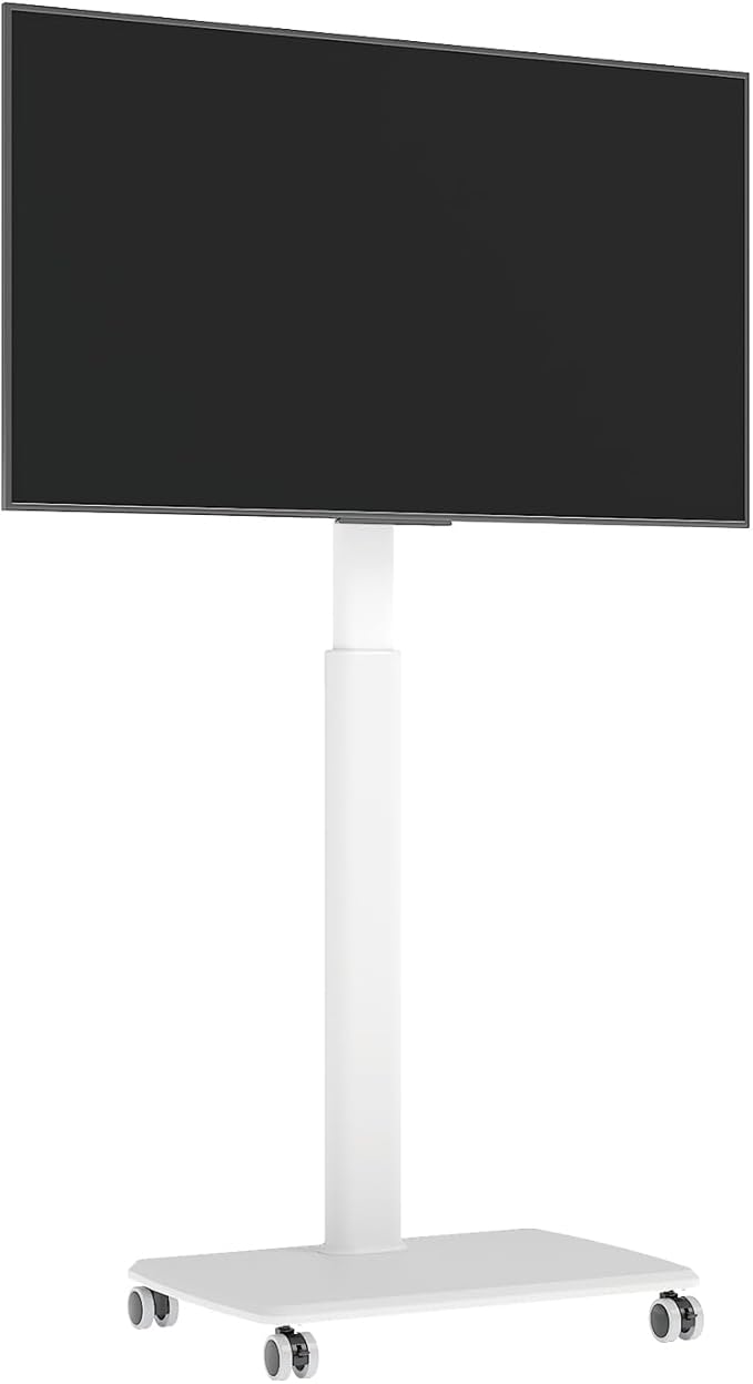 White Rolling TV Stand for 32 to 55 65 75 85 Inch TVs Corner TV Floor Stand with Mount Universal Portable Mobile TV Cart on Wheels Small TV Stand for Bedroom Living Room Conference Room