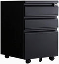 Office Desk Organizer Mobile File Cabinet with Lock and Drawers Lockable Pedestal with Silent Slide Black