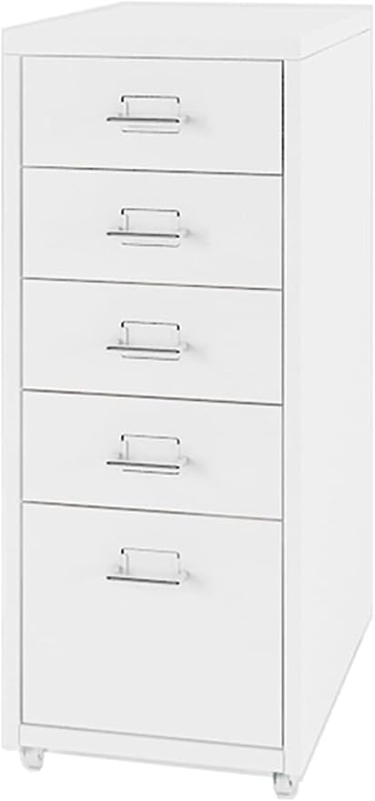 5 Drawer Mobile File Cabinet Drawer Cabinet Office Vertical Filing Cabinet Mobile Storage Cabinet Under Desk Storage(Color:B)