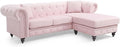 Glory Furniture Nola Velvet Sofa Chaise in Pink