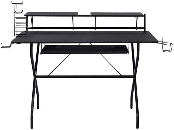 Acme Hartman Wooden Top 2-Shelf Computer Desk with Keyboard Tray in Black