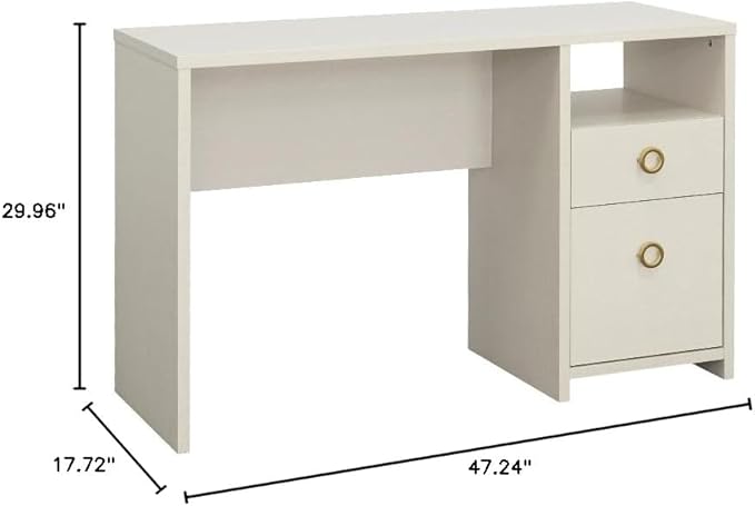 Sauder Grand Coast Engineered Wood Desk in Dove Linen/Off White Finish