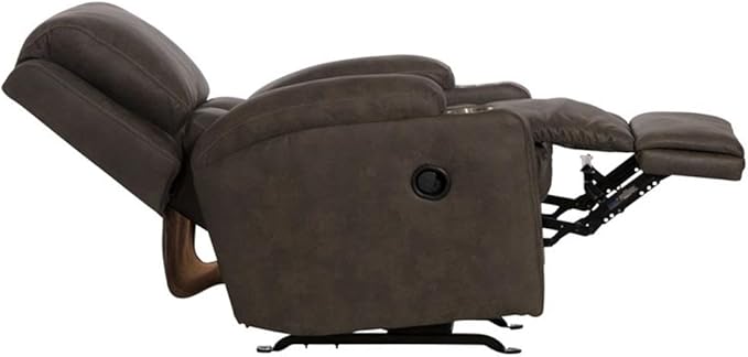 Bowery Hill Rocker Recliner with Cupholders Gray Polyester Fabric 33.5 W x 40 D x 39 H Transitional Style Cool Gel Memory Foam Seating Smooth Rocking Motion Comfortable Home Living Room Chair