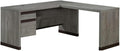 Pemberly Row Modern L-Shaped Engineered Wood Desk Mystic Oak Finish Metal Accents Lockable File Drawer Spacious Home Office Workspace Safety Certified for Durability and Performance