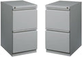 Home Square Mobile Pedestal 2-Drawer Filing Cabinet Set in Silver (Set of 2)