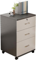 File Cabinet Wooden Thickened Under-Desk Filing Cabinet Movable Office Simple Lockable Storage Cabinet Bedroom Bedside Cabinet Filing Cabinets(Black)