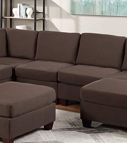 NewCosmos Living Room Furniture Armless Chair Black Coffee Linen Like Fabric 1pc Cushion Armless Chair Wooden Legs