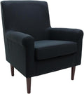 Pemberly Row Rolled Arm Lounge Chair Navy Blue Fabric Upholstery 35 H x 28 W x 30 D Contemporary Accent Chair for Living Room or Bedroom