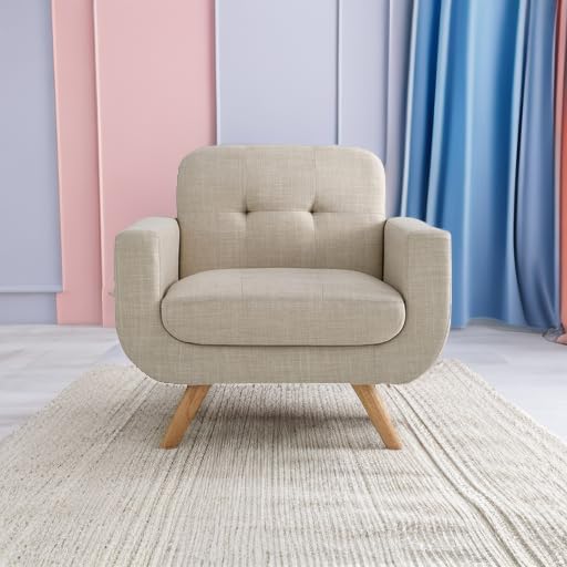 Rosevera Elena Contemporary Accent Armchair with Linen Upholstery Living Room Furniture Natural