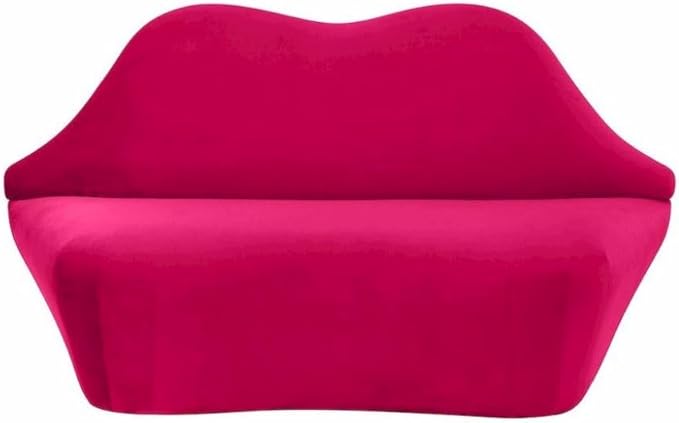 Hot Pink Velvet Loveseat with Sculpted Back A Unique Lips Sofa Design