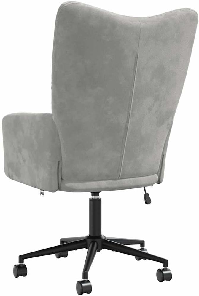 vidaXL Relaxing Chair with Adjustable Height in Light Gray Velvet Steel Frame and Swivel Mechanism - Modern Seating for Office or Living Room