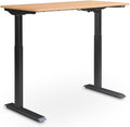 UrbanPro Electric Height Adjustable Standing Desk 47 in x 24 in Light Brown Finish Motorized Lift System Ergonomic Home Office Desk for Sitting or Standing Large Desktop Supports Up to 110 lbs