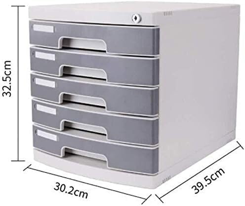 Filing Cabinet Convenient Flat Grey Five Locking Upper Drawers Practical Drawers Plastic Bookcase(Color:Gray)