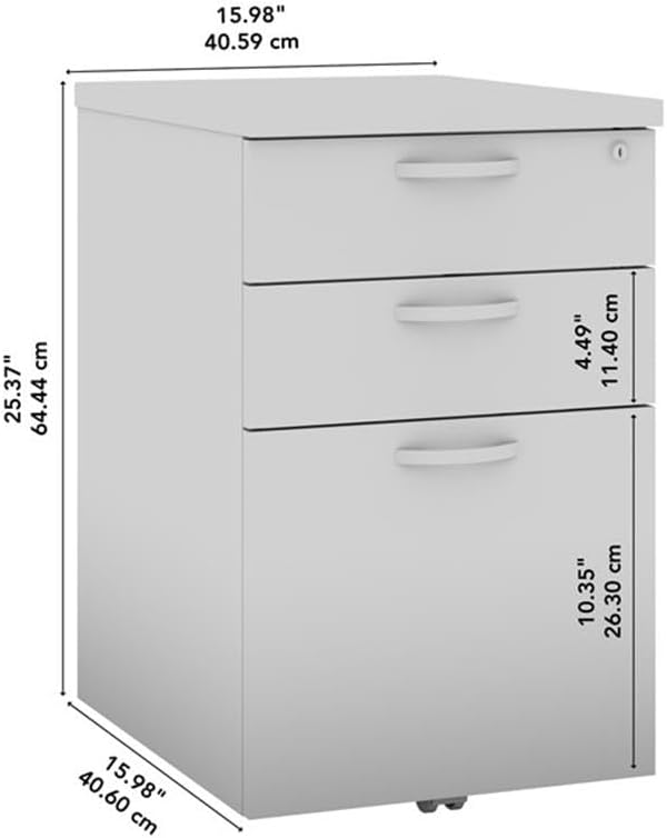 Pemberly Row 3 Drawer Mobile File Cabinet Mocha Cherry Finish Engineered Wood Rolling Office Storage with Lock Ball Bearing Slides Fits Under Desk 16W x 20D x 25H