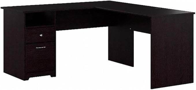 Atlin Designs 60 L Shaped Wood Computer Desk with Drawers Espresso Oak Finish Built-in Wire Management File Drawer Box Drawer Open Cubby 200 lb Weight Capacity Home Office Desk
