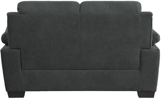 Lexicon Holleman 58 Polyester Fabric Loveseat with Exposed Legs in Dark Gray