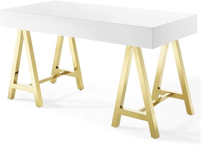 Modway Jettison Office Desk Gold White
