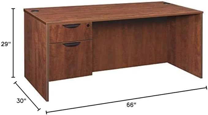 Regency Legacy 66 x 30 Inch Office Desk with Single Pedestal Drawer Durable Cherry Laminate Scratch-Resistant Surface Spacious Workspace for Home Professional and Executive Offices