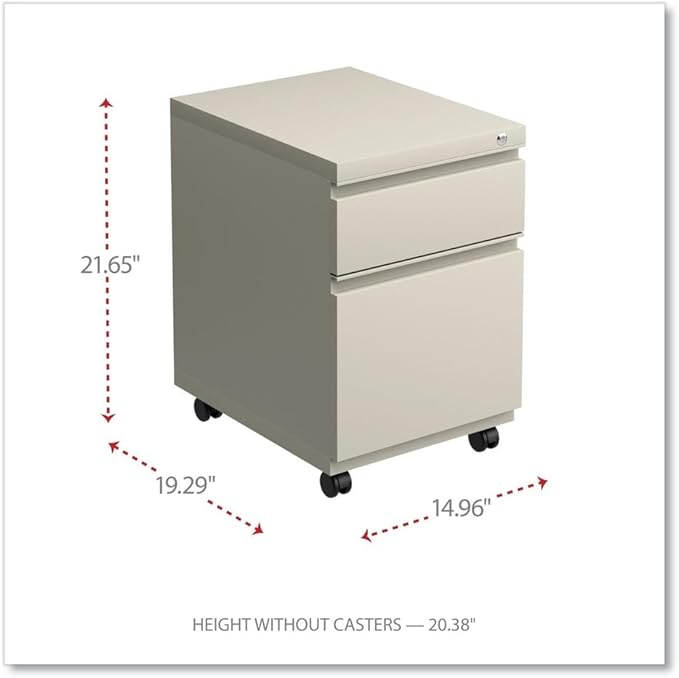 Alera ALE Two-Drawer Metal Pedestal Box File w/Full Length Pull 14 7/8w x 19 1/8d Putty