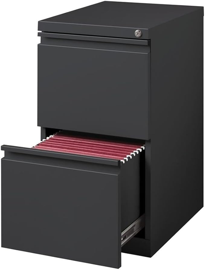Scranton &amp Co 2-Drawer Modern Metal Mobile Pedestal File Cabinet in Charcoal