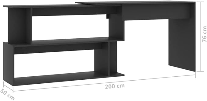 Rotatable L Shaped Desk Computer Corner Desk Home Office Writing Desk Space-Saving Workstation Table Modern Simple Wooden Desk Gray 78.7x19.7x29.9
