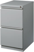 Bowery Hill Mobile Pedestal Filing Cabinet 20 Depth 2-Drawer File/File Configuration Metal Silver Finish Lockable with Hidden Casters Letter-Size File Storage Commercial Grade Office Furniture