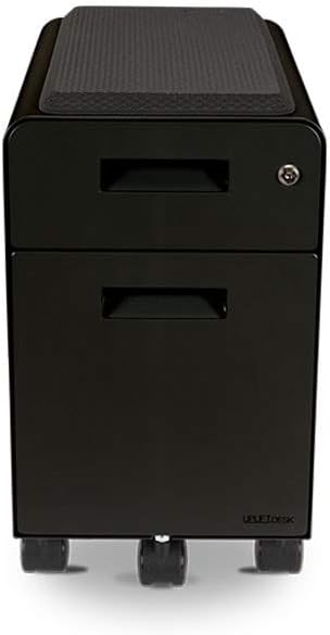 Narrow 2-Drawer File Cabinet with Seat Rolling (Black) by Uplift Desk