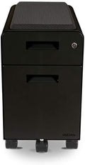 Narrow 2-Drawer File Cabinet with Seat Rolling (Black) by Uplift Desk