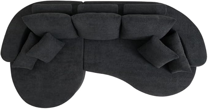 kevinplus 106'' Sectional Curved Sofa Sponge Couch with Chaise Lounge for Living Room L-Shape Modern Sectional Sofa Couch No Wood Structure &amp No Assembly 72 Hour Rebound Black