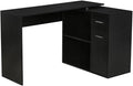Home Office Computer Desk Corner Desk with 2 Drawers and 2 Shelves 46 Inch Large L-Shaped Study Writing Table with Storage Cabinet - Black