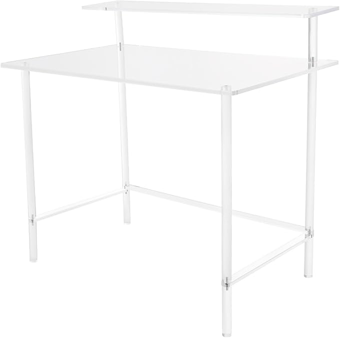 Acrylic Desk 2-Tier Home Office Desk with Monitor Stand Laptop Study Table Home Office Console Table 31.5 * 19.69 * 34.65in