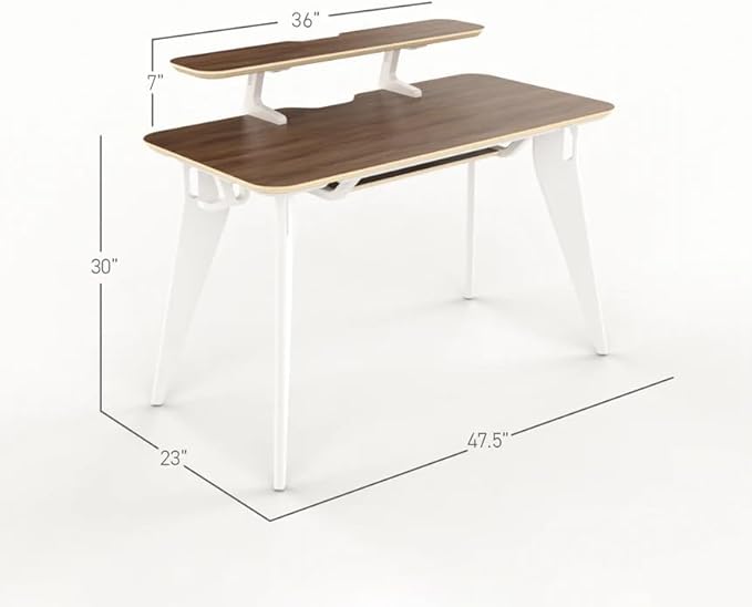 HOEK Modern Collapsible Work from Home Desk Bundle Durable Laminate Surface Portable Folding Computer Desk with 47.5 x 23 Easy Tool-Free Assembly Compact Study and Office Table (Birch/White)