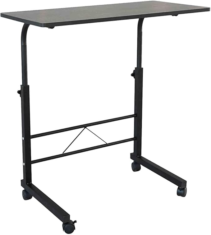 Standing Desk Adjustable Height Mobile Stand Up Desk with Wheels Rolling Desk Removable Laptop Workstation Home Office Desks Chipboard &amp Steel Side Table 31.50 x 18.11 Black