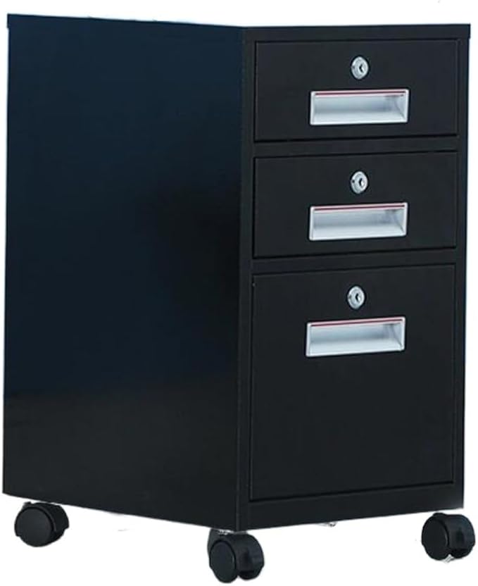 Office Tin File Cabinet Short Cabinet Under The Desk Three Drawer Movable Cabinet with Lock Storage Storage Cabinet (Color : B)