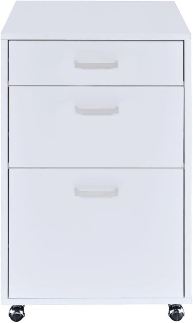 Hassyee High Gloss Rectangular File Cabinet with 3 Drawers Home Office Spacious Filing Cabinets for Entryways or Any Workspace Easy Installation (White)