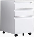 Office Desk Organizer Mobile File Cabinet with Lock and Drawers Lockable Pedestal with Silent Slide White