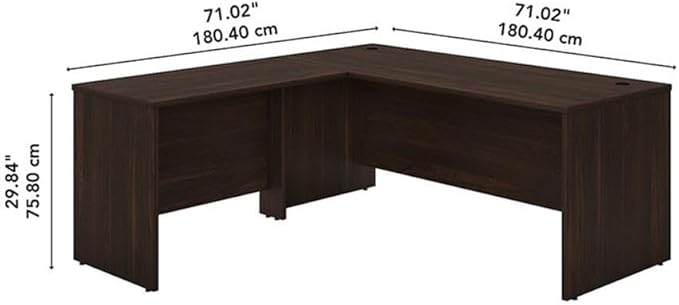 Bush Furniture Studio C 72W x 30D L Shaped Desk with 42W Return in Black Walnut L Workstation for Home or Professional Office