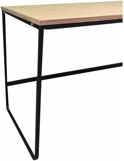 Pemberly Row Modern Sleigh-Style Writing Desk 47 W x 22 D x 28.5 H Wood Veneer and Metal Black Finish Minimalist Contemporary Desk for Home Office or Study