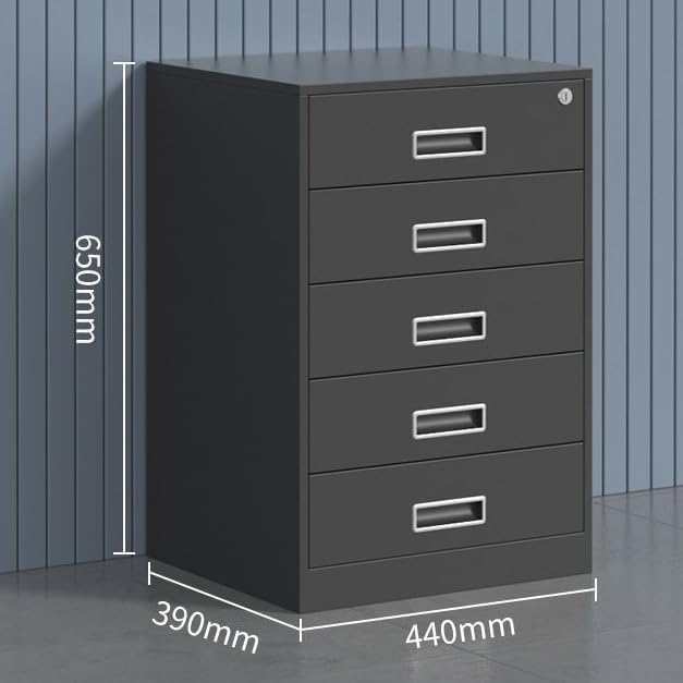 COYEUX 5 Drawers Freestanding Filing Cabinets with Lock Fully Assembled Metal File Cabinet Pre-Assembled Steel Pedestal Under Desk Home Office Utility Cabinet