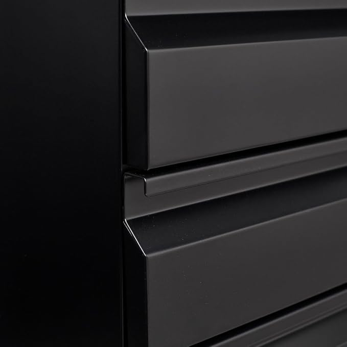 3-Drawer Mobile Filing Cabinet with Lock Metal Filing Cabinet to be Installation Required (CZ-Black)