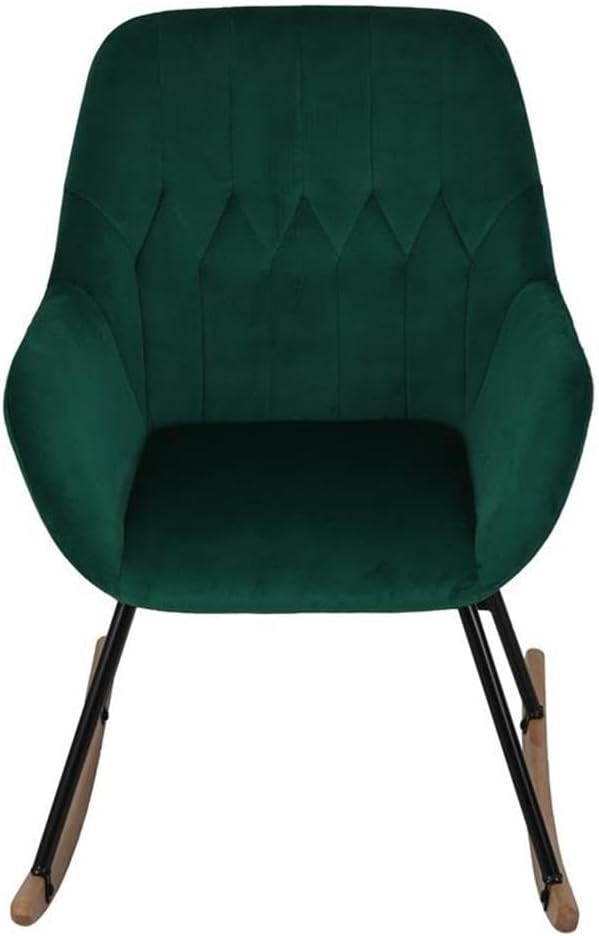 LuxenHome Modern Accent Velvet Chairs Upholstered Green Rocking Chair Dining Chairs Single Sofa Arm Chair for Living Room Bedroom Leisure Lounge Chairs with Metal Stand