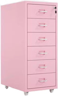File Cabinet Tin Cabinet Storage Cabinet Under Desk Cabinet with Lock Mobile Drawer Cabinet Storage Data Cabinet (Color : Pink)