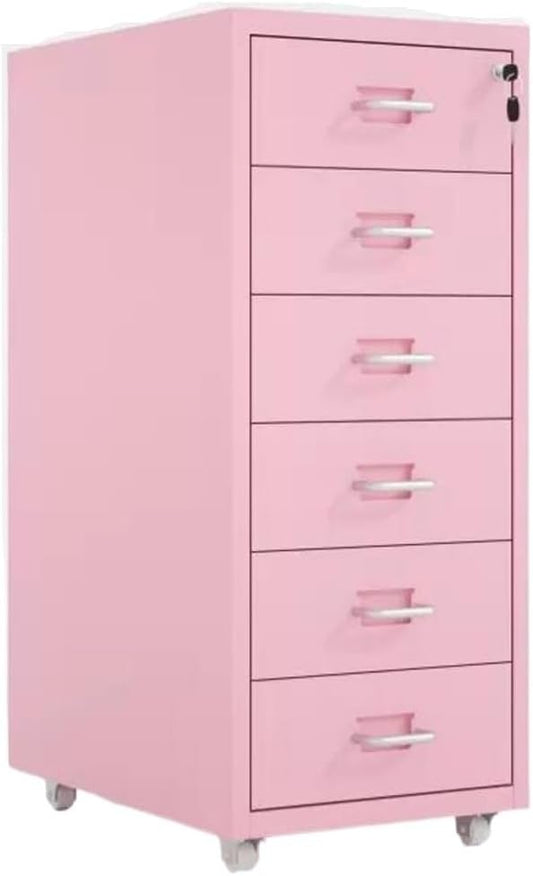 File Cabinet Tin Cabinet Storage Cabinet Under Desk Cabinet with Lock Mobile Drawer Cabinet Storage Data Cabinet (Color : Pink)