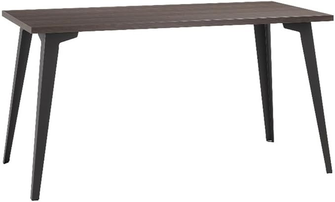 Pemberly Row 57x27 Mid Century Modern Metal Desk Trail Walnut Laminate Top Black Steel Legs Durable Office Desk Easy Assembly Workspace for Home or Executive Office