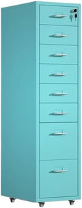 File Cabinets Metal File Data Organizer Multifunctional Office Storage Drawer Cabinet 8 Layer Large Capacity File Cabinet with Lock File Storage Cabinets(Blue)